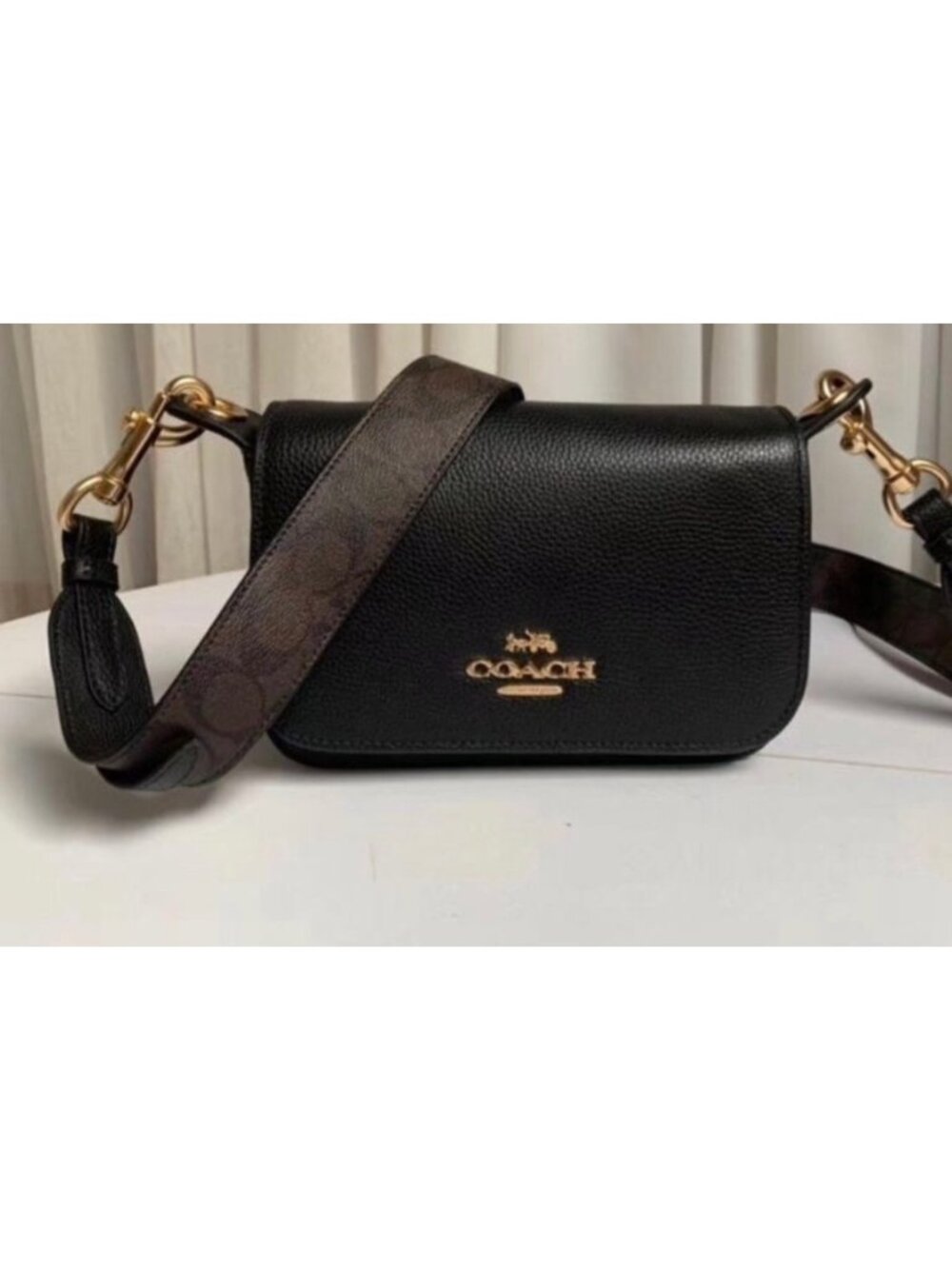 COACH Jess Messenger Bag Small Pebbled Leather Black - Picture 3 of 13